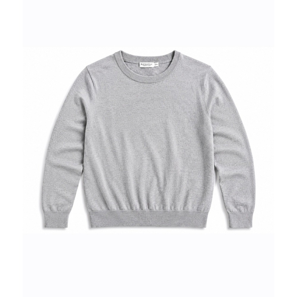 Suitsupply Mens XXL Light Gray 100% Merino Wool‎ Crewneck Sweater Knit Top